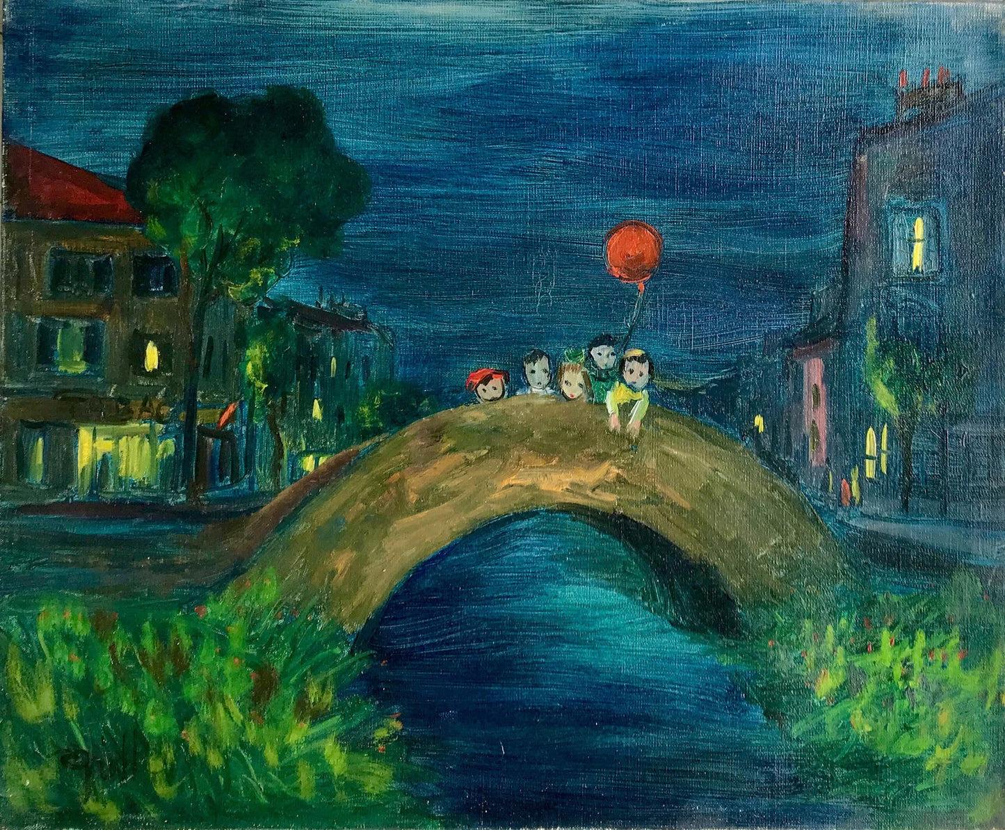Sur le Pont - Oil on stretched canvas, 1949 — André Joseph Grill