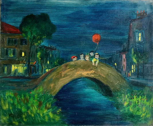 Sur le Pont - Oil on stretched canvas, 1949 — André Joseph Grill